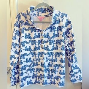 Lily Pulitzer Captain Popover Resort White Navy Pack Your Trunk, Size XL